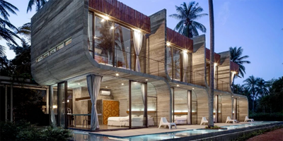 混凝土弧形流水民宿